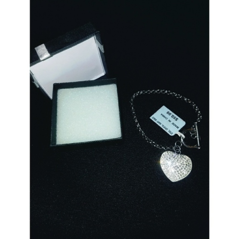 NWT Toggle Bracelet with Crystal Accented Heart